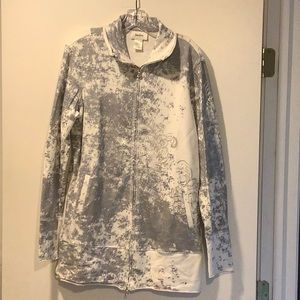 NEIMAN MARCUS size L light weight silver/gray/cream zippered jacket